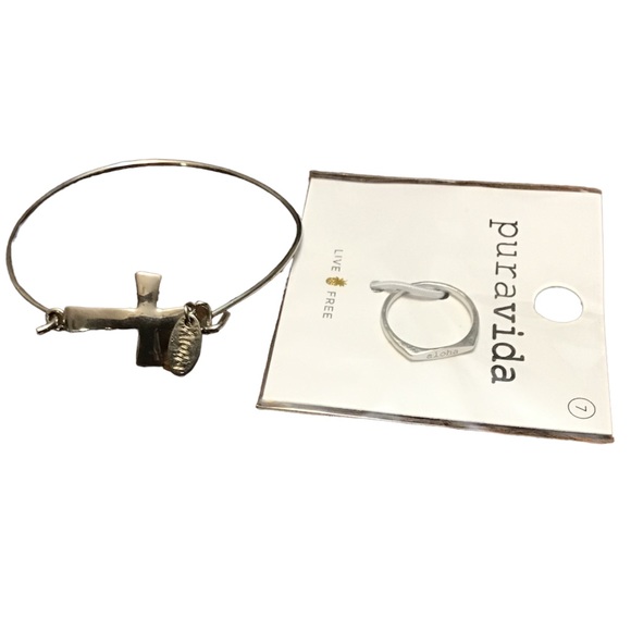 Pura Vida Jewelry - pura vida sterling silver aloha ring & cross hawaii bracelet bundle